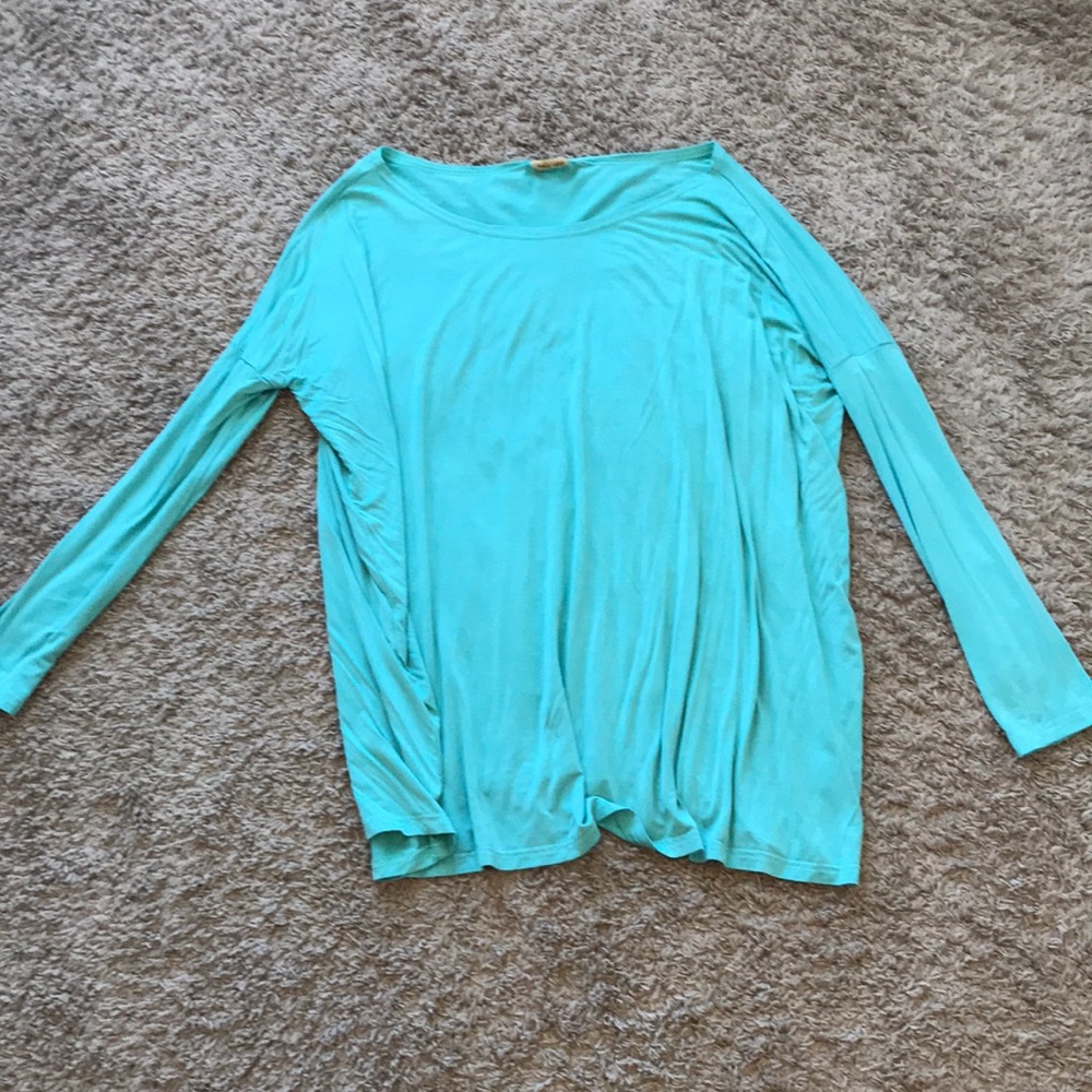 Teal piko long sleeve top